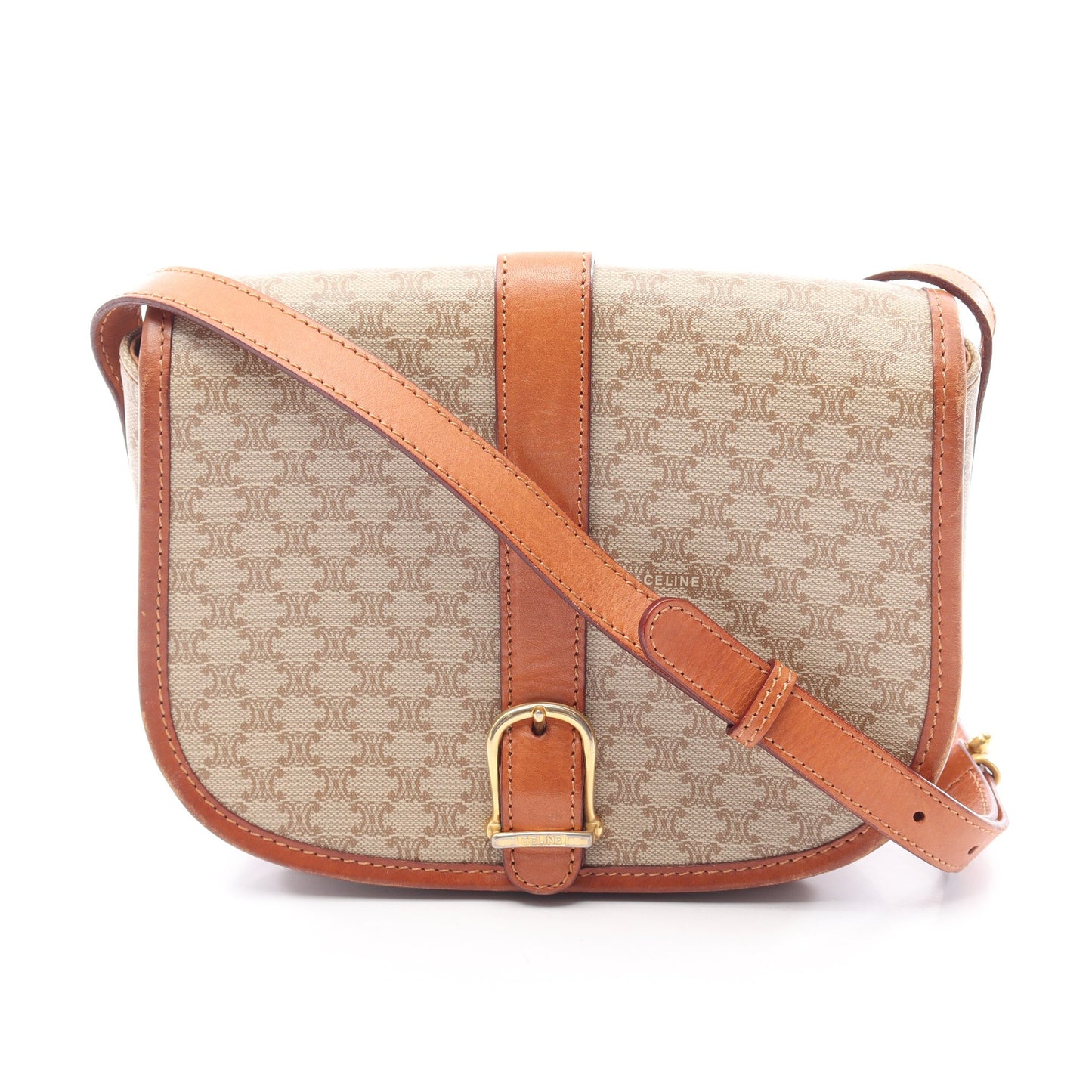 トリオンフ ショルダーバッグ PVC レザー ベージュ ブラウン セリーヌ バッグ CELINE