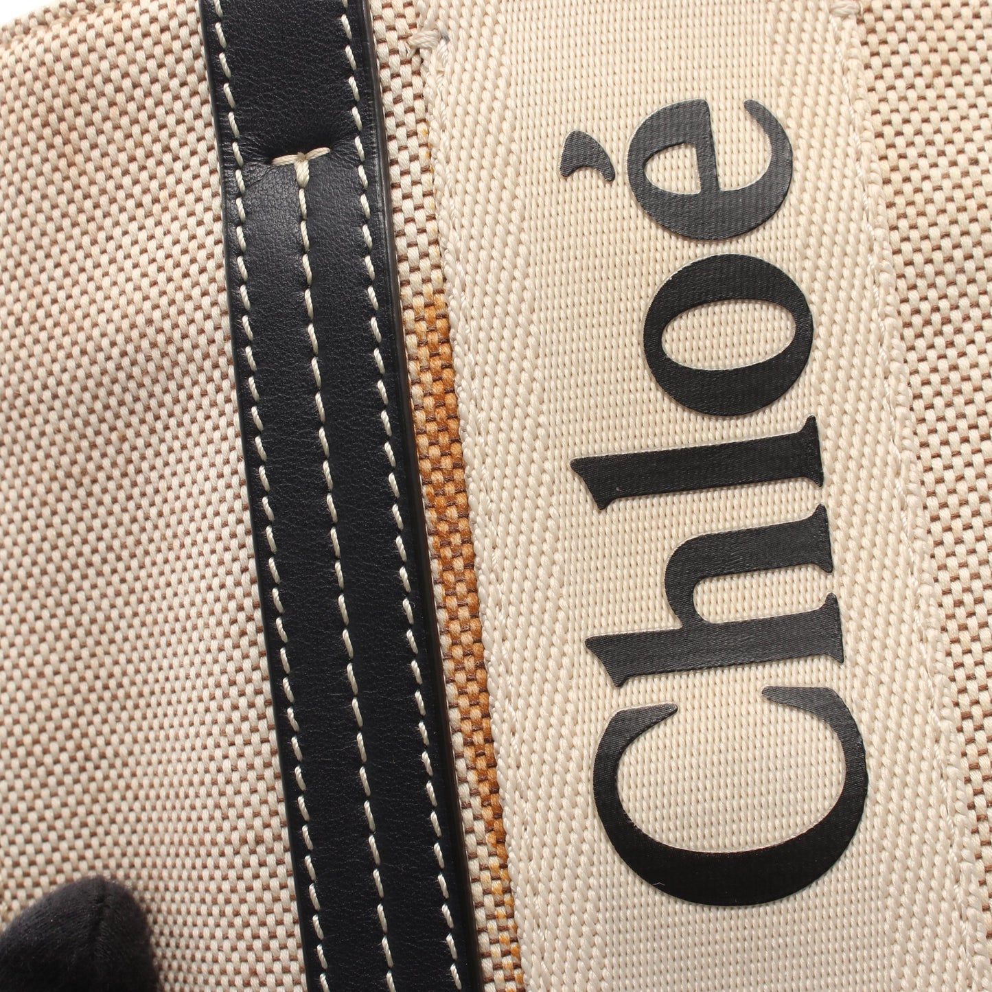WOODY ウッディ ミディアム ショルダーバッグ トートバッグ キャンバス レザー ライトベージュ ブラック クロエ バッグ Chloe
