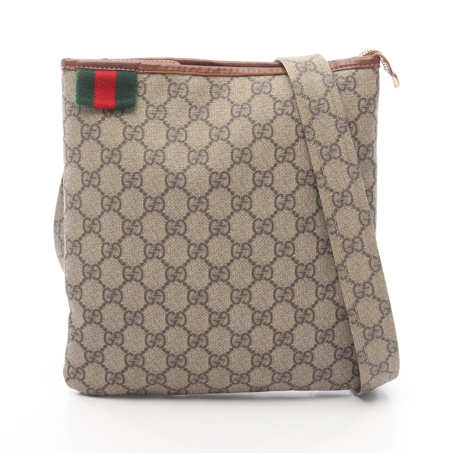 GGスプリーム シェリーライン ショルダーバッグ PVC レザー ベージュ ブラウン グッチ バッグ GUCCI