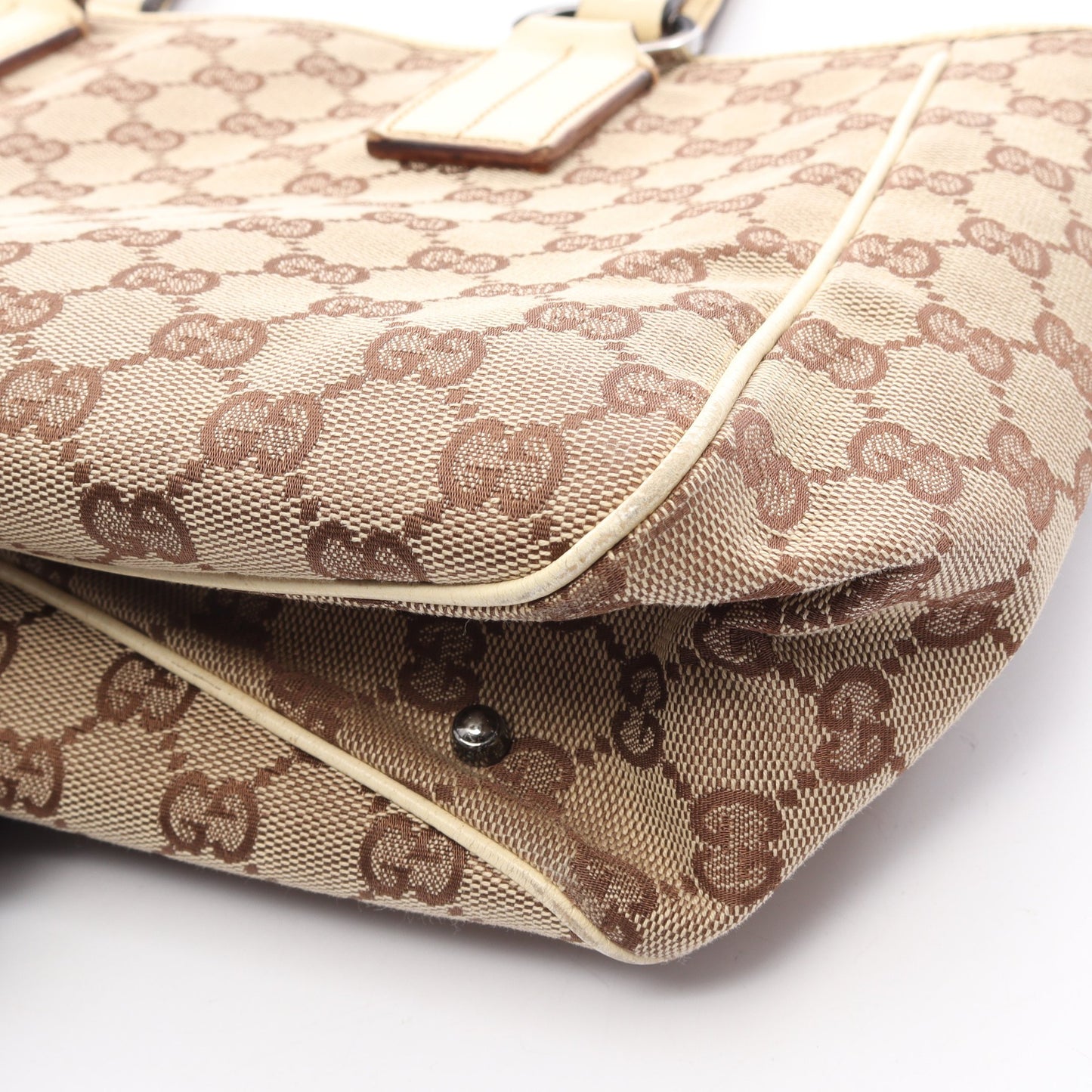 ハンドバッグ トートバッグ キャンバス レザー ベージュ ブラウン グッチ バッグ GUCCI