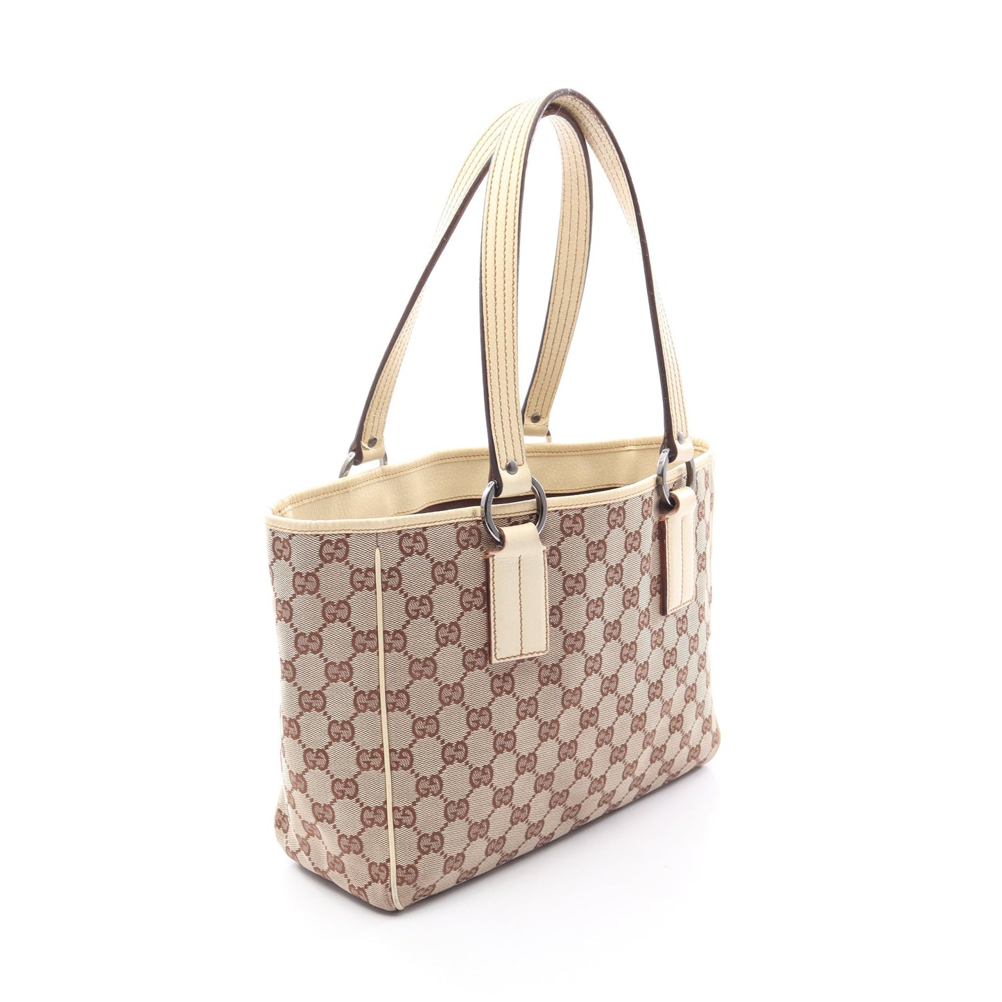 ハンドバッグ トートバッグ キャンバス レザー ベージュ ブラウン グッチ バッグ GUCCI