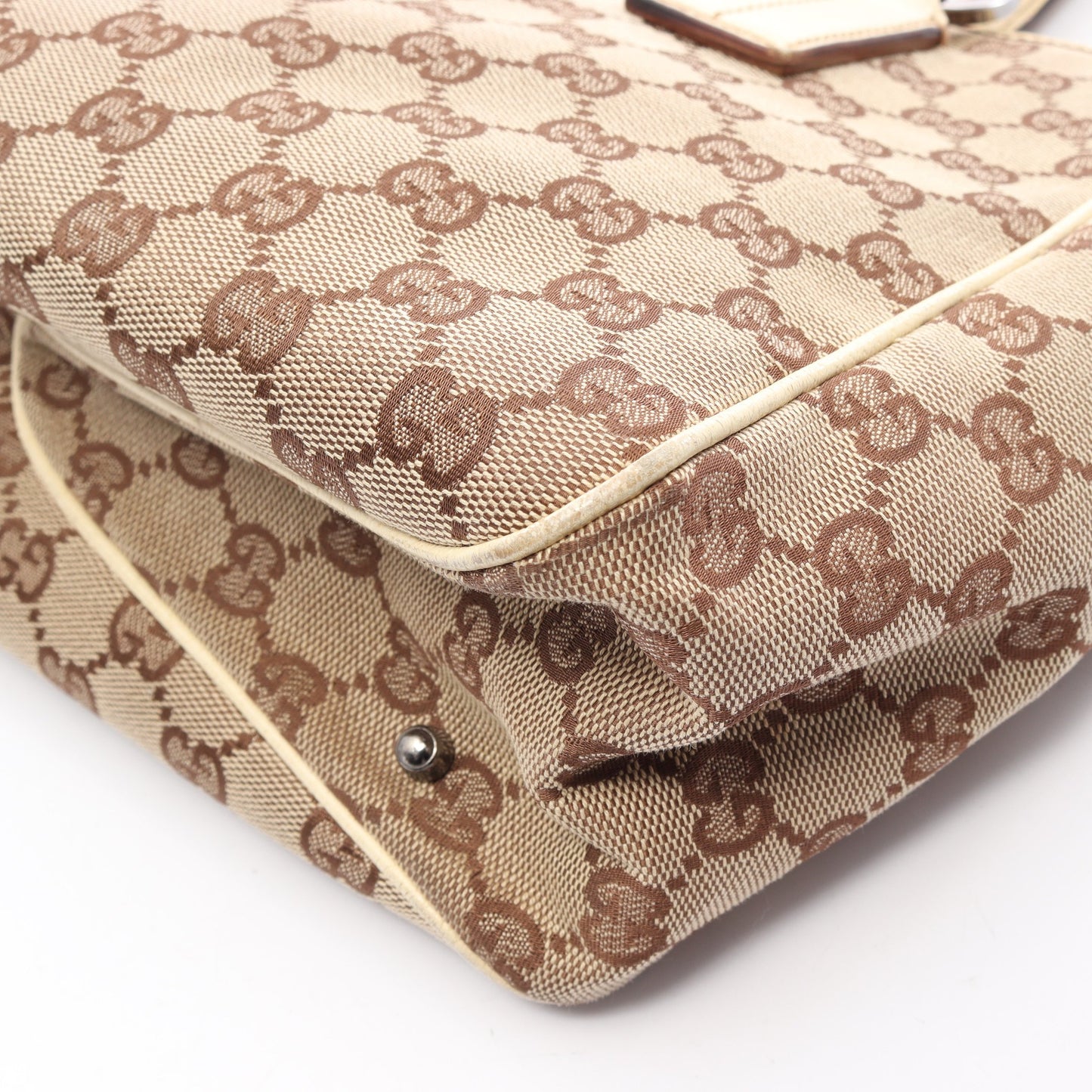 ハンドバッグ トートバッグ キャンバス レザー ベージュ ブラウン グッチ バッグ GUCCI