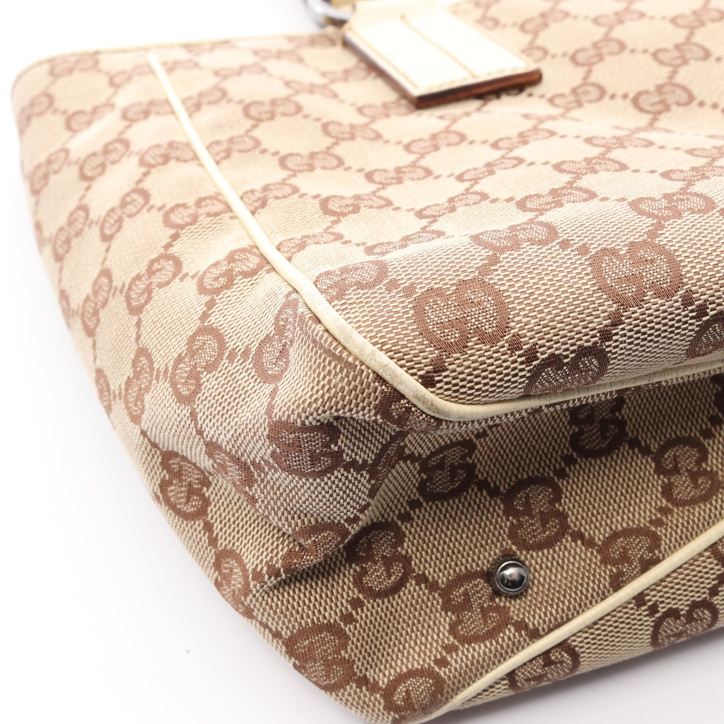 ハンドバッグ トートバッグ キャンバス レザー ベージュ ブラウン グッチ バッグ GUCCI