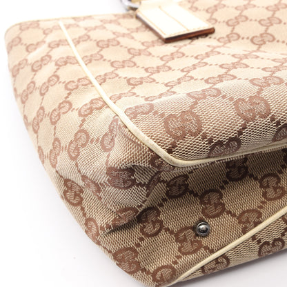 ハンドバッグ トートバッグ キャンバス レザー ベージュ ブラウン グッチ バッグ GUCCI