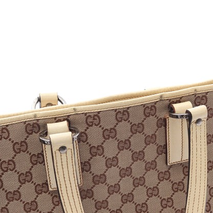 ハンドバッグ トートバッグ キャンバス レザー ベージュ ブラウン グッチ バッグ GUCCI