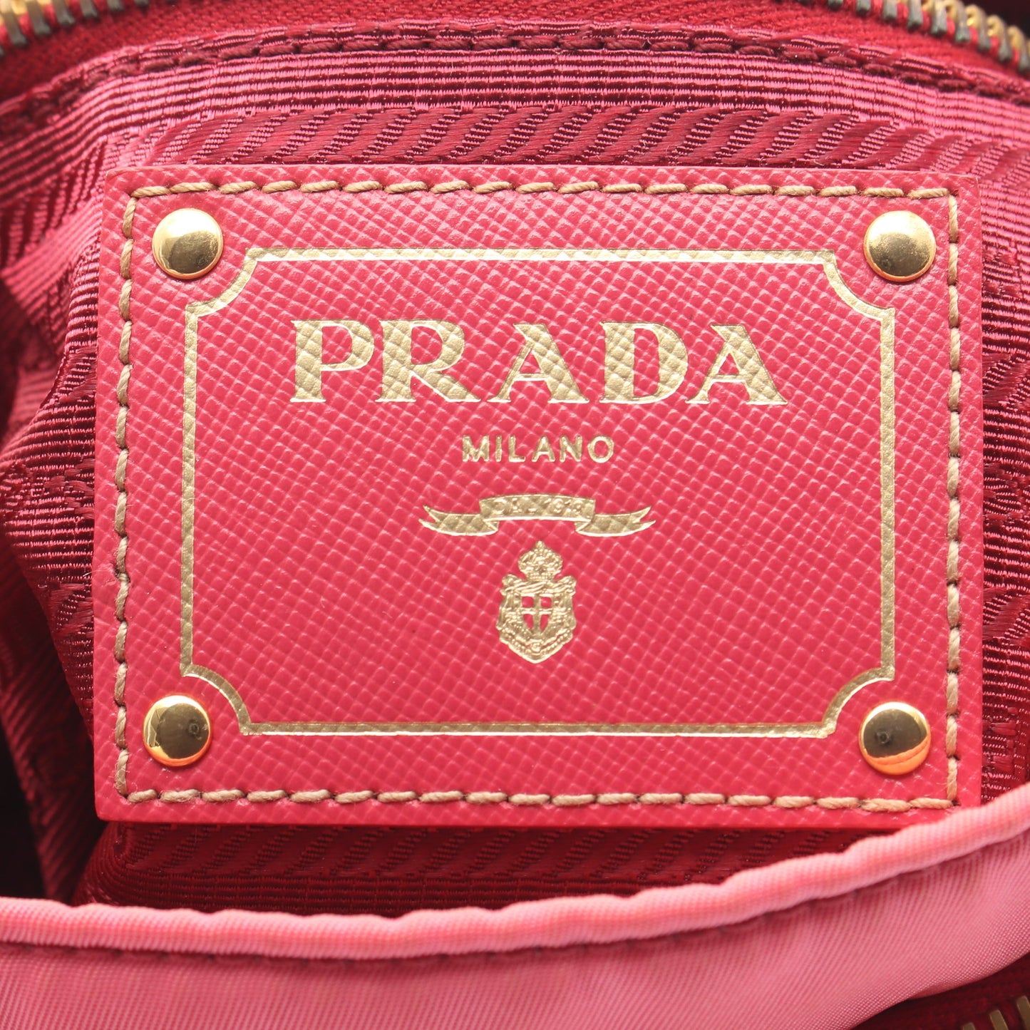 ショルダーバッグ ナイロン サフィアーノレザー ピンク プラダ バッグ PRADA