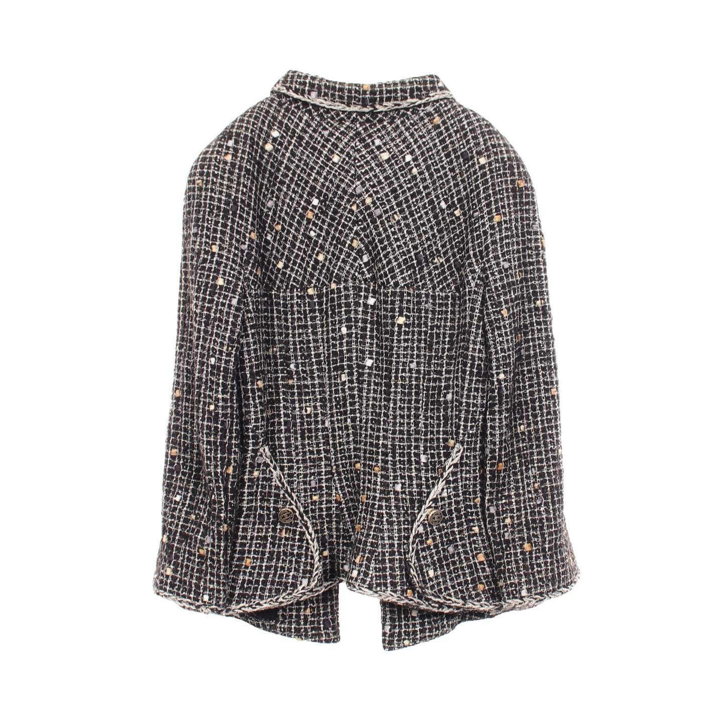 ココマークボタン ドット ツイード ジャケット コットン シルク ブラック アイボリー 06P シャネル アウター CHANEL