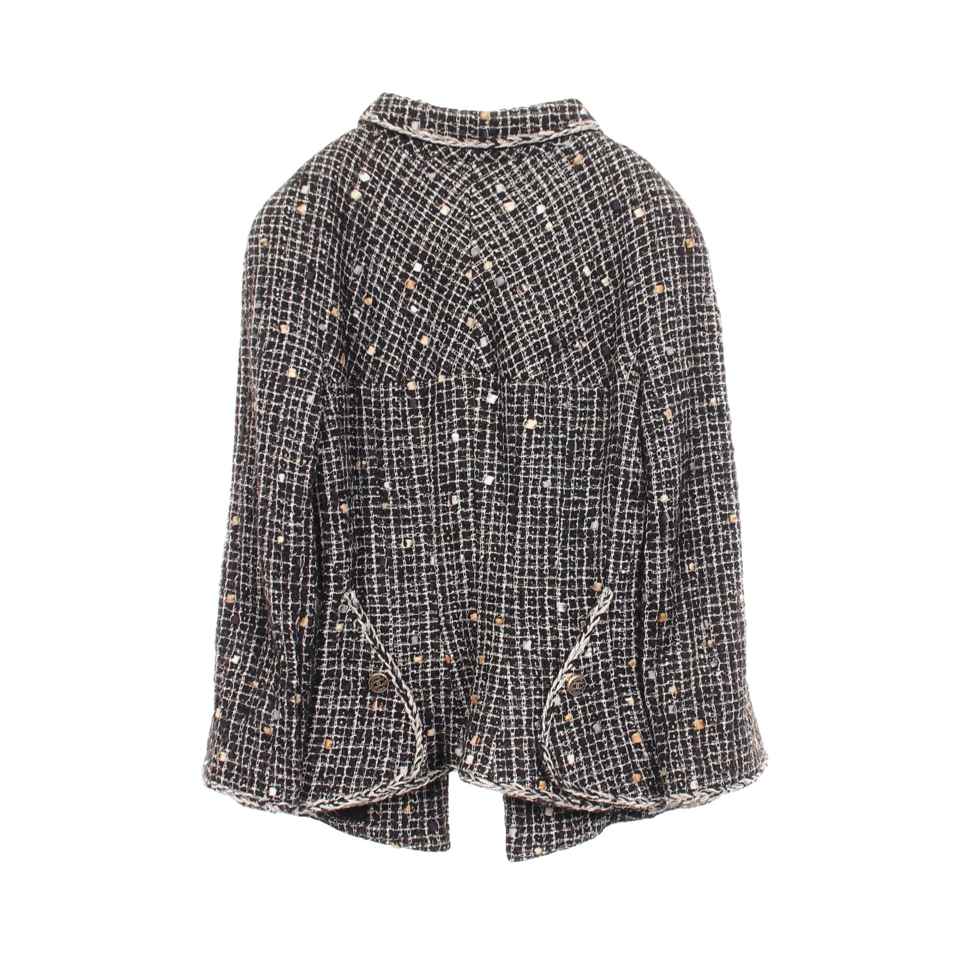 ココマークボタン ドット ツイード ジャケット コットン シルク ブラック アイボリー 06P シャネル アウター CHANEL