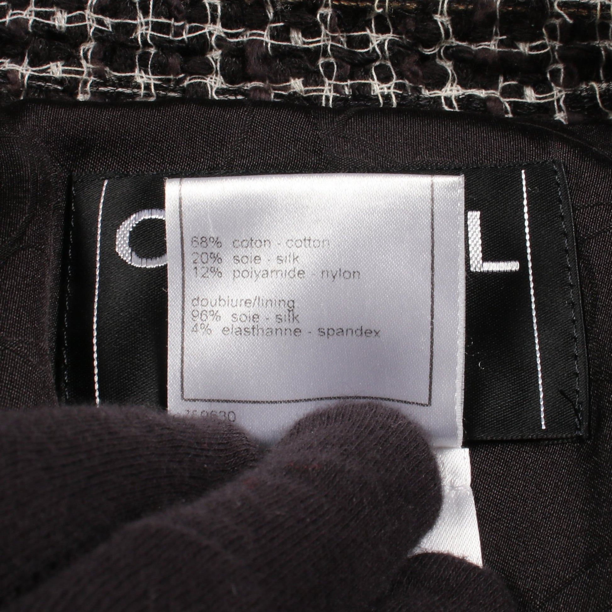 ココマークボタン ドット ツイード ジャケット コットン シルク ブラック アイボリー 06P シャネル アウター CHANEL