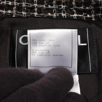 ココマークボタン ドット ツイード ジャケット コットン シルク ブラック アイボリー 06P シャネル アウター CHANEL