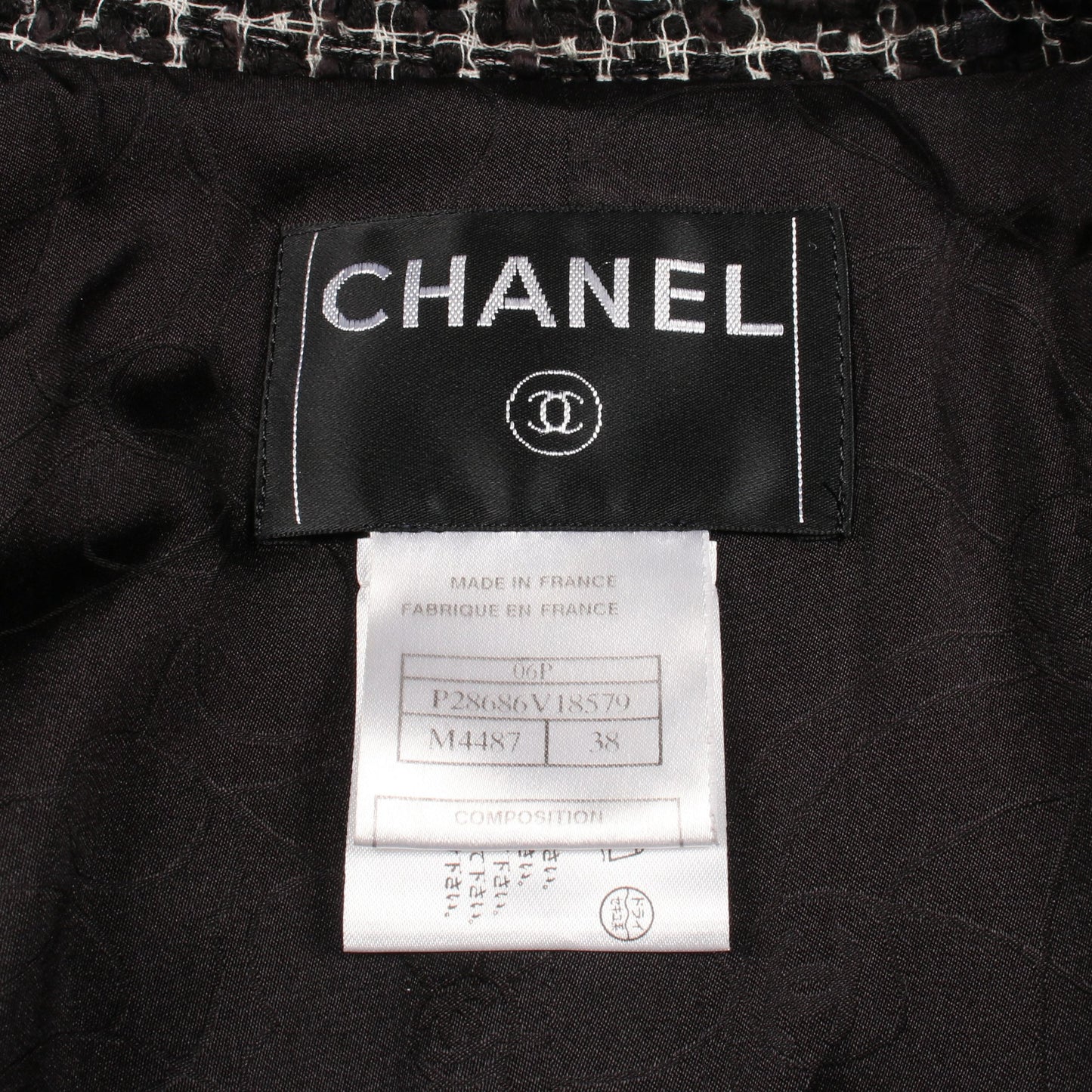 ココマークボタン ドット ツイード ジャケット コットン シルク ブラック アイボリー 06P シャネル アウター CHANEL