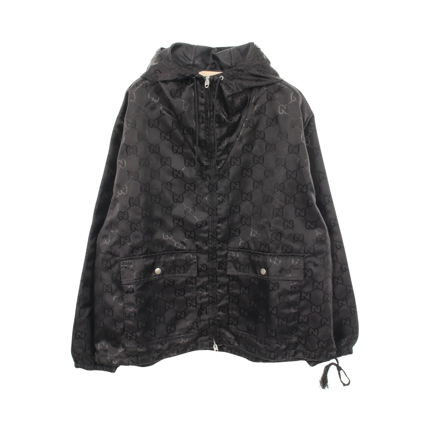オフザグリッド GG フーデッドジャケット フード付き ブルゾン ナイロン ブラック グッチ アウター GUCCI