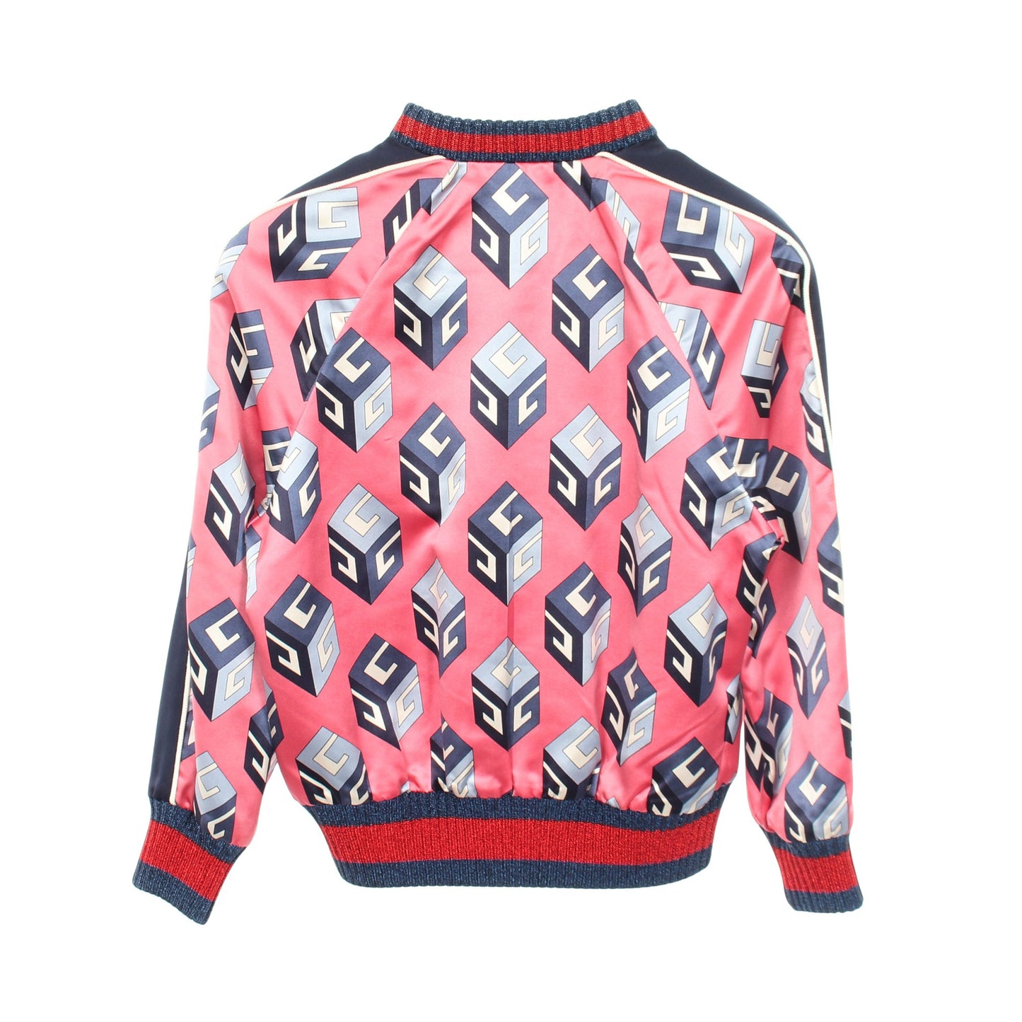 GGプリント ウォールペーパーモノグラム ブルゾン ボンバージャケット シルク ピンク ネイビー レッド グッチ アウター GUCCI