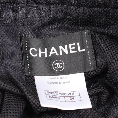 ココマークボタン メッシュ切替 フード付き ジャケット ナイロン ネイビー ブラック シャネル アウター CHANEL