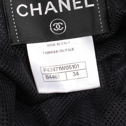 ココマークボタン メッシュ切替 フード付き ジャケット ナイロン ネイビー ブラック シャネル アウター CHANEL