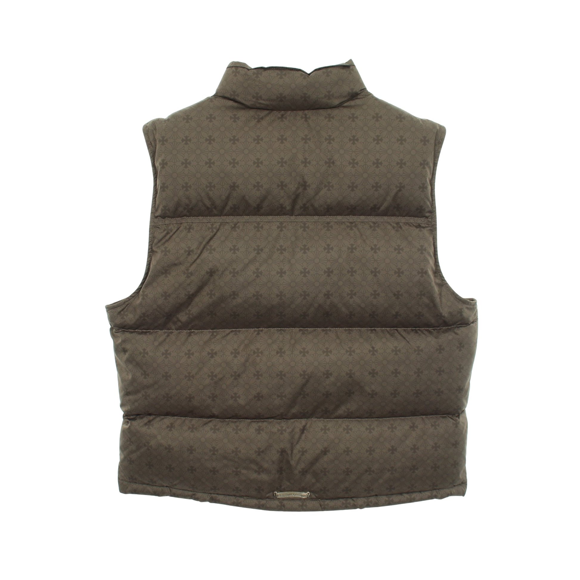 STIFF VEST CHプラス総柄 クロスボールボタン ダガージップ ダウンベスト カーキグリーン クロムハーツ アウター Chrome Hearts