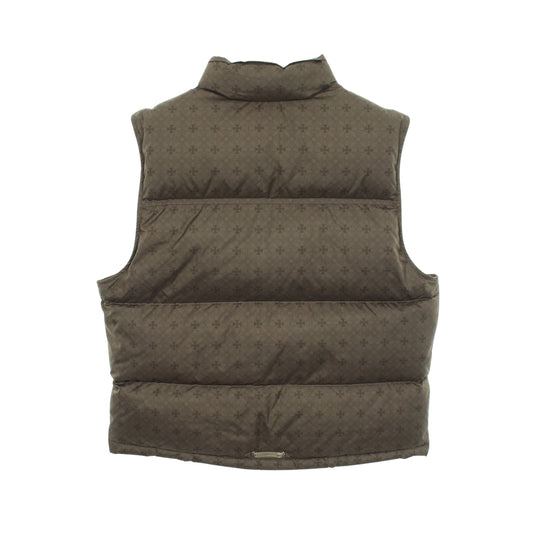 STIFF VEST CHプラス総柄 クロスボールボタン ダガージップ ダウンベスト カーキグリーン クロムハーツ アウター Chrome Hearts