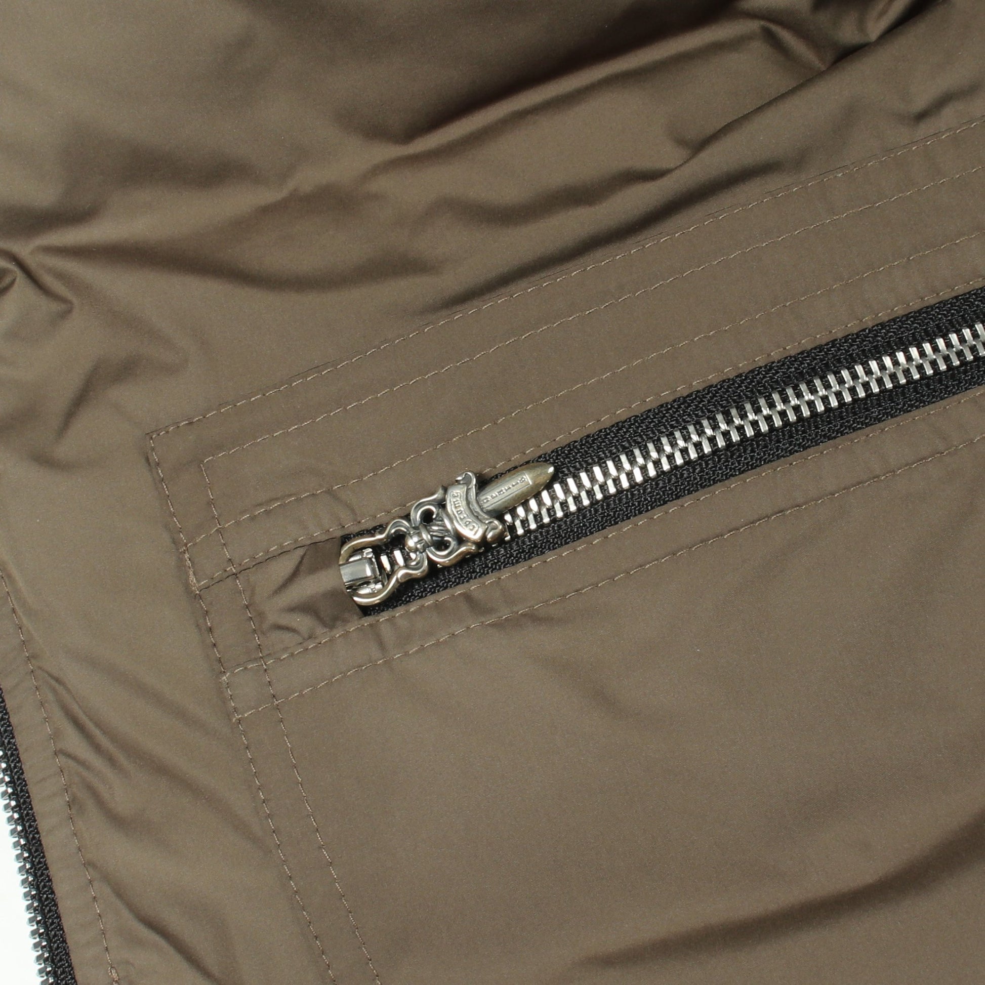 STIFF VEST CHプラス総柄 クロスボールボタン ダガージップ ダウンベスト カーキグリーン クロムハーツ アウター Chrome Hearts