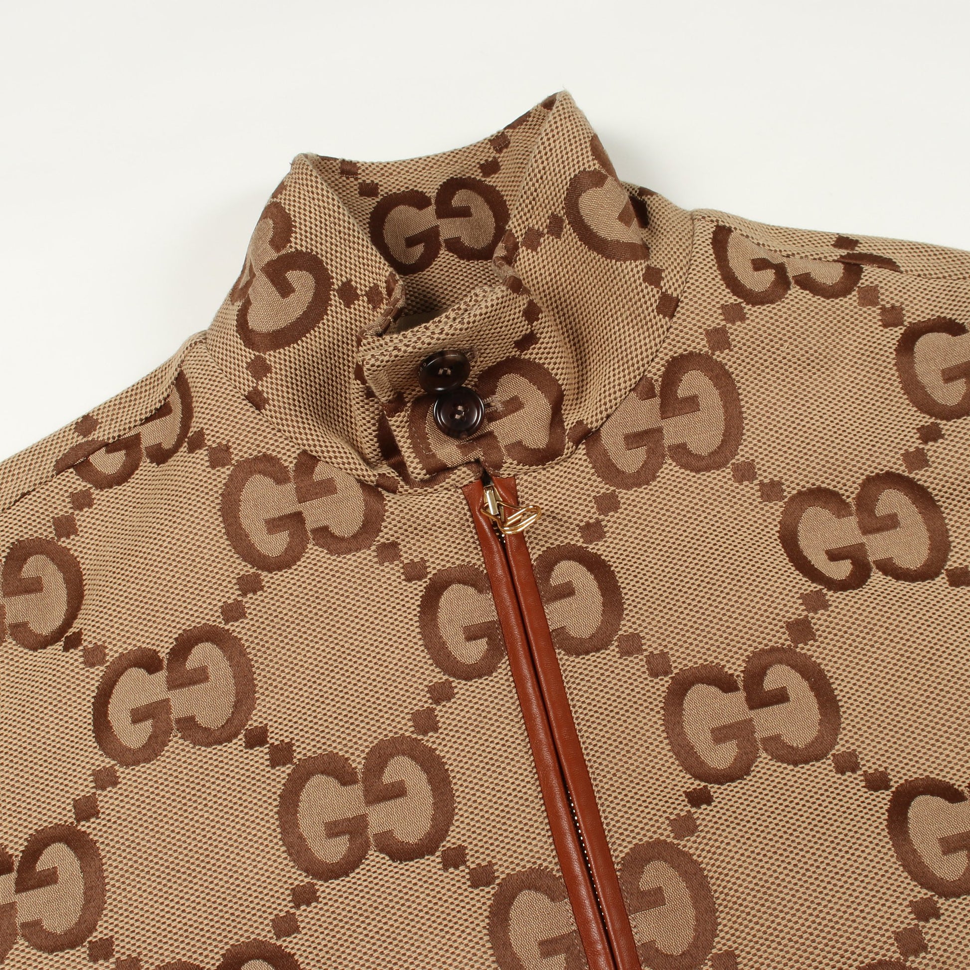 ジャンボGGキャンバス ブルゾン ジャケット コットン ベージュ ブラウン グッチ アウター GUCCI