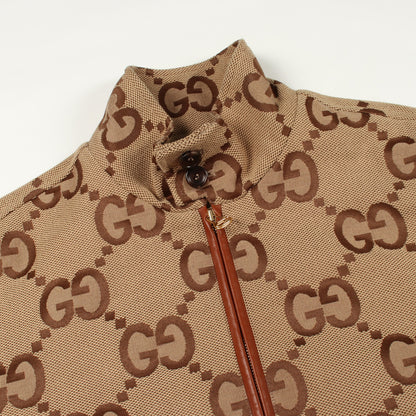 ジャンボGGキャンバス ブルゾン ジャケット コットン ベージュ ブラウン グッチ アウター GUCCI