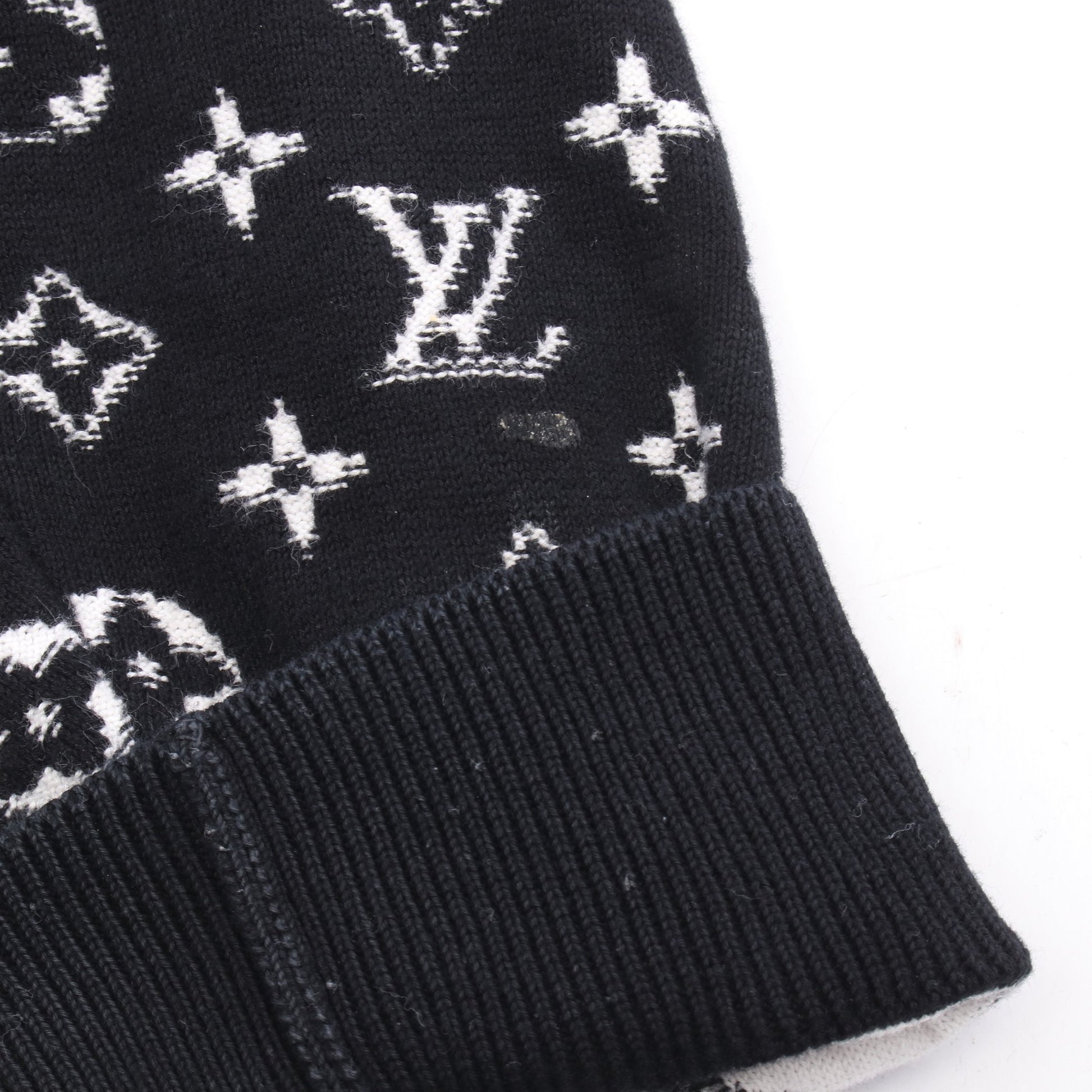 モノグラムグラディエント ニット プルオーバーパーカー コットン ブラック ルイヴィトン トップス LOUIS VUITTON