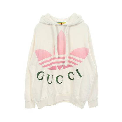 GUCCI × adidas ロゴプリント フーディ プルオーバーパーカー コットン ホワイト マルチカラー グッチ