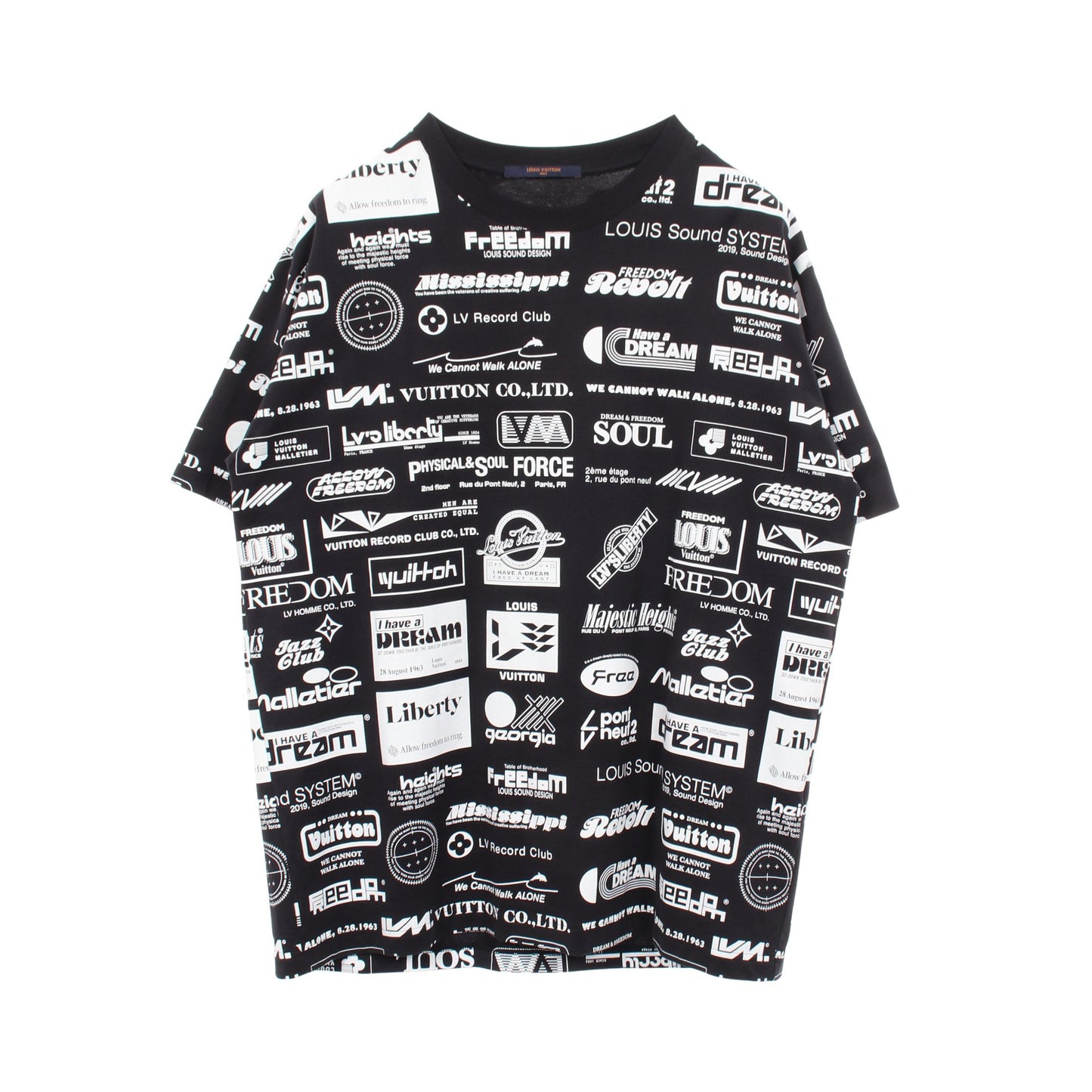 オールオーバーロゴプリンテッド 半袖Tシャツ コットン ブラック ホワイト ルイヴィトン