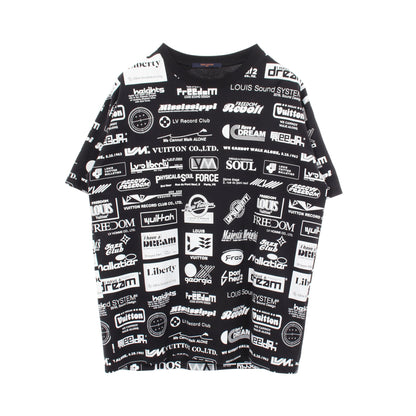 オールオーバーロゴプリンテッド 半袖Tシャツ コットン ブラック ホワイト ルイヴィトン