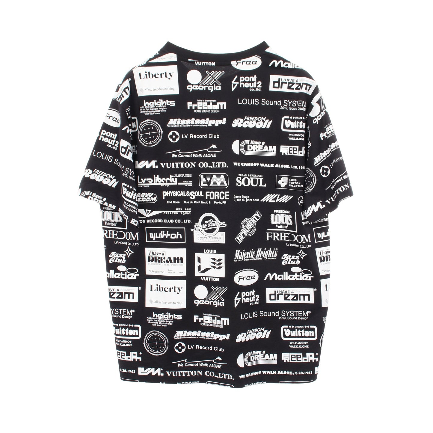 オールオーバーロゴプリンテッド 半袖Tシャツ コットン ブラック ホワイト ルイヴィトン