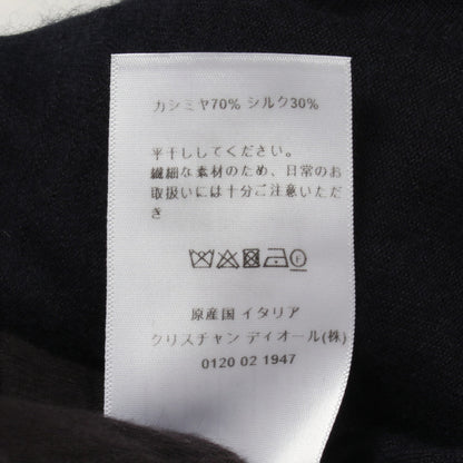 BEE刺繍 フリル 半袖 ニット ブラウス カシミヤ シルク ネイビー アイボリー クリスチャンディオール トップス Christian Dior