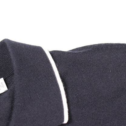 BEE刺繍 フリル 半袖 ニット ブラウス カシミヤ シルク ネイビー アイボリー クリスチャンディオール トップス Christian Dior