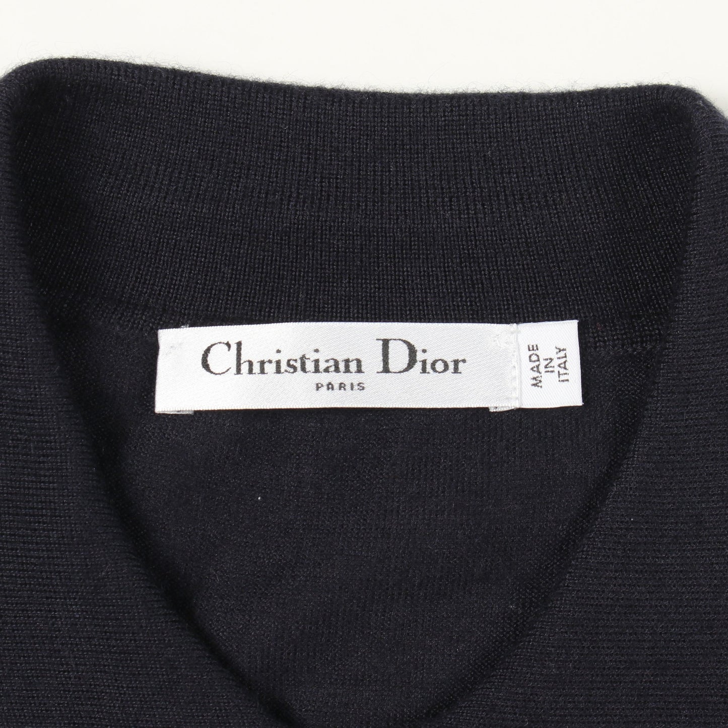 BEE刺繍 フリル 半袖 ニット ブラウス カシミヤ シルク ネイビー アイボリー クリスチャンディオール トップス Christian Dior