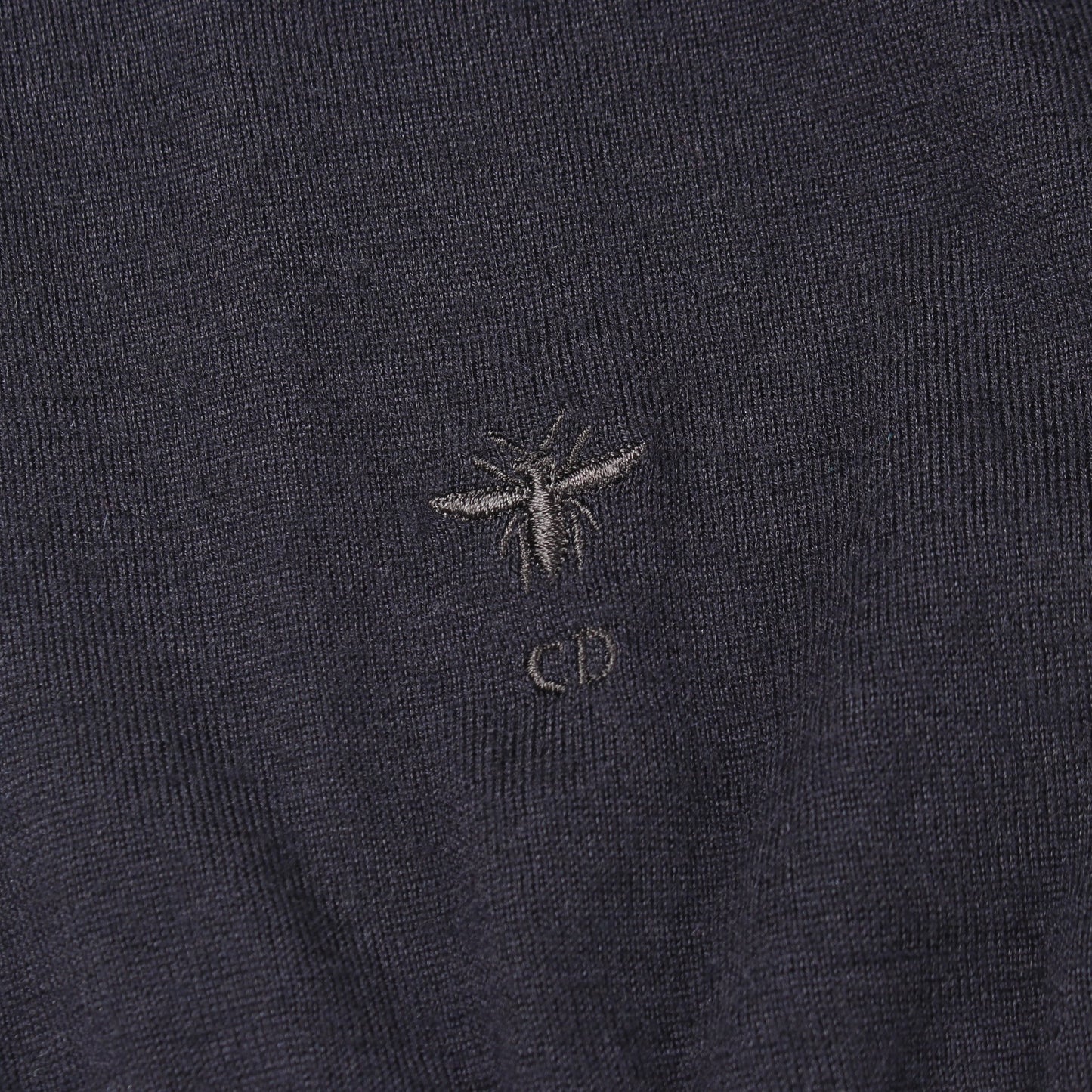 BEE刺繍 フリル 半袖 ニット ブラウス カシミヤ シルク ネイビー アイボリー クリスチャンディオール トップス Christian Dior