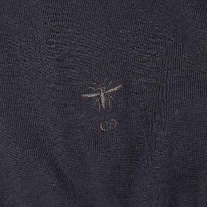 BEE刺繍 フリル 半袖 ニット ブラウス カシミヤ シルク ネイビー アイボリー クリスチャンディオール トップス Christian Dior