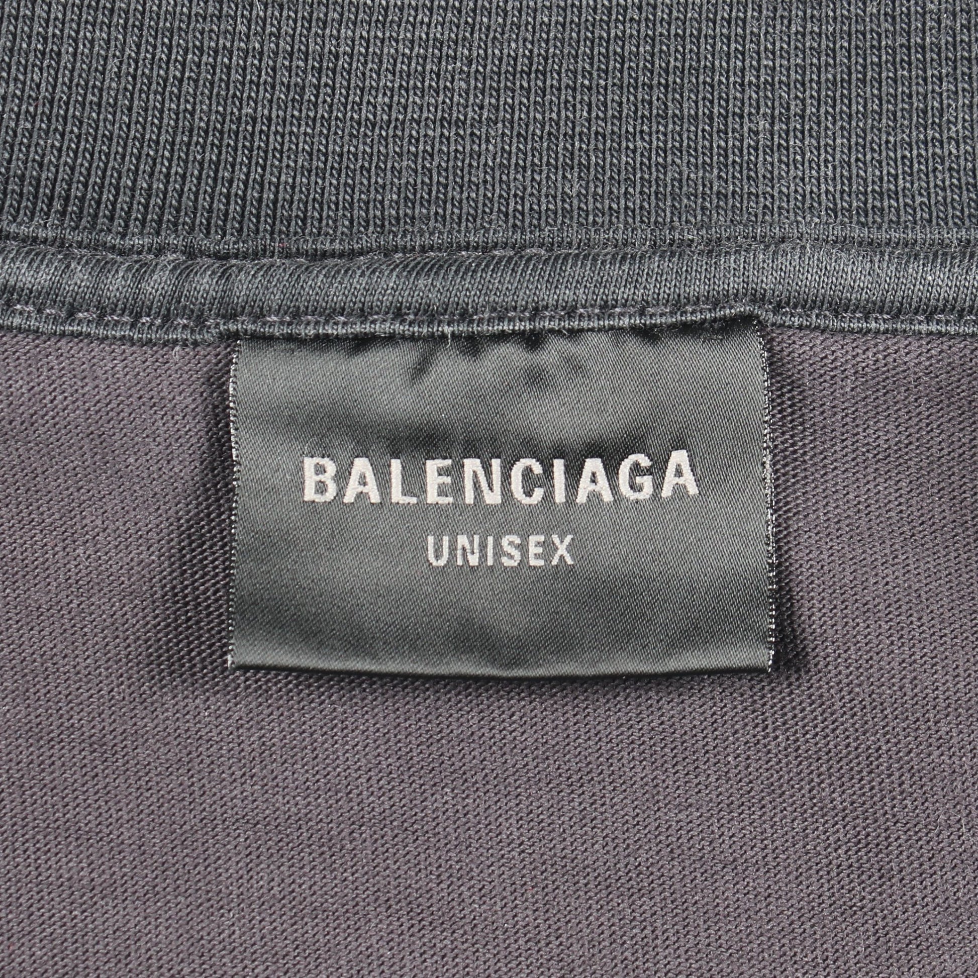 デストロイ加工 レイヤードシャツ 長袖Tシャツ コットン ブラック バレンシアガ トップス BALENCIAGA