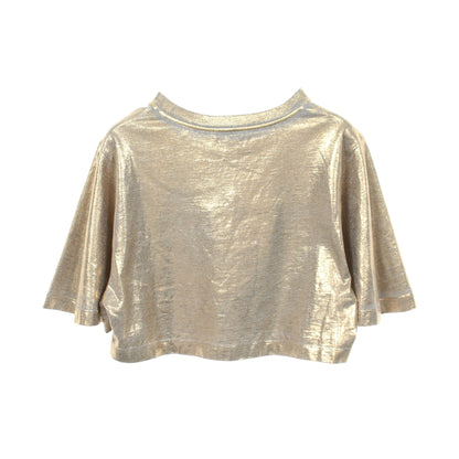 チェーン付き クロップド 半袖Tシャツ コットン グレー ゴールド ルイヴィトン トップス LOUIS VUITTON