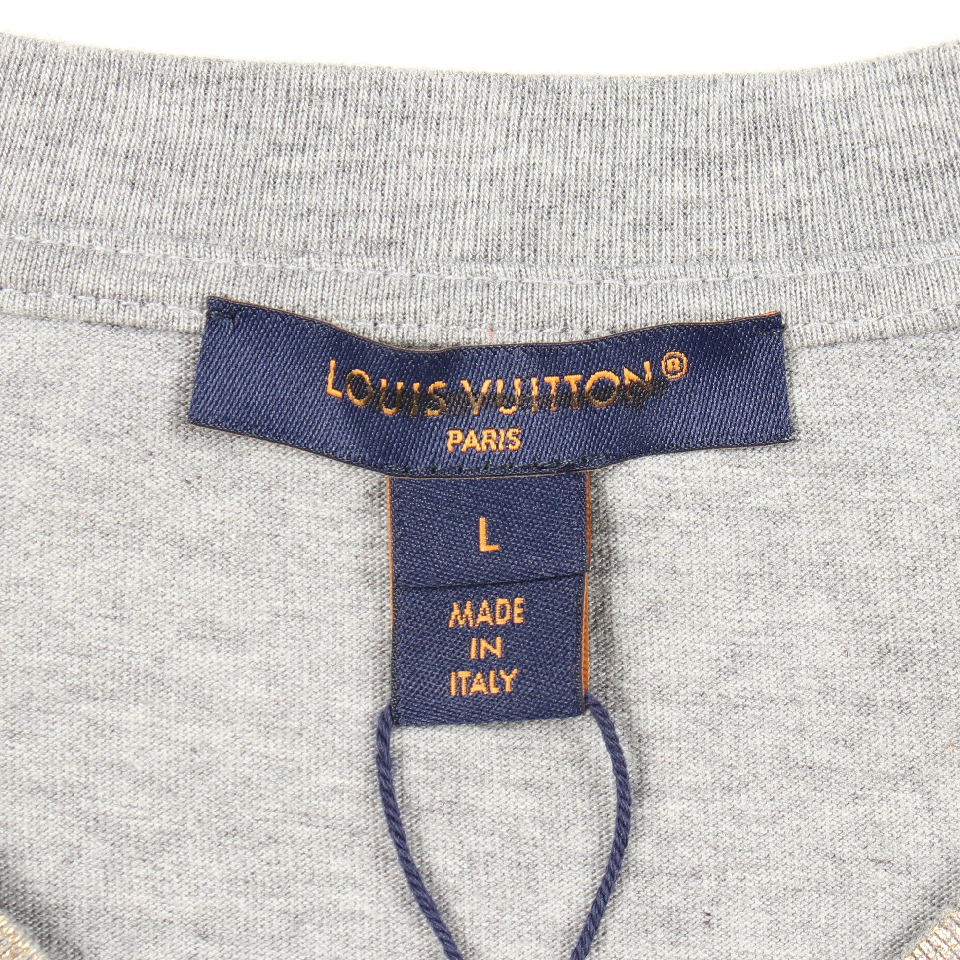チェーン付き クロップド 半袖Tシャツ コットン グレー ゴールド ルイヴィトン トップス LOUIS VUITTON