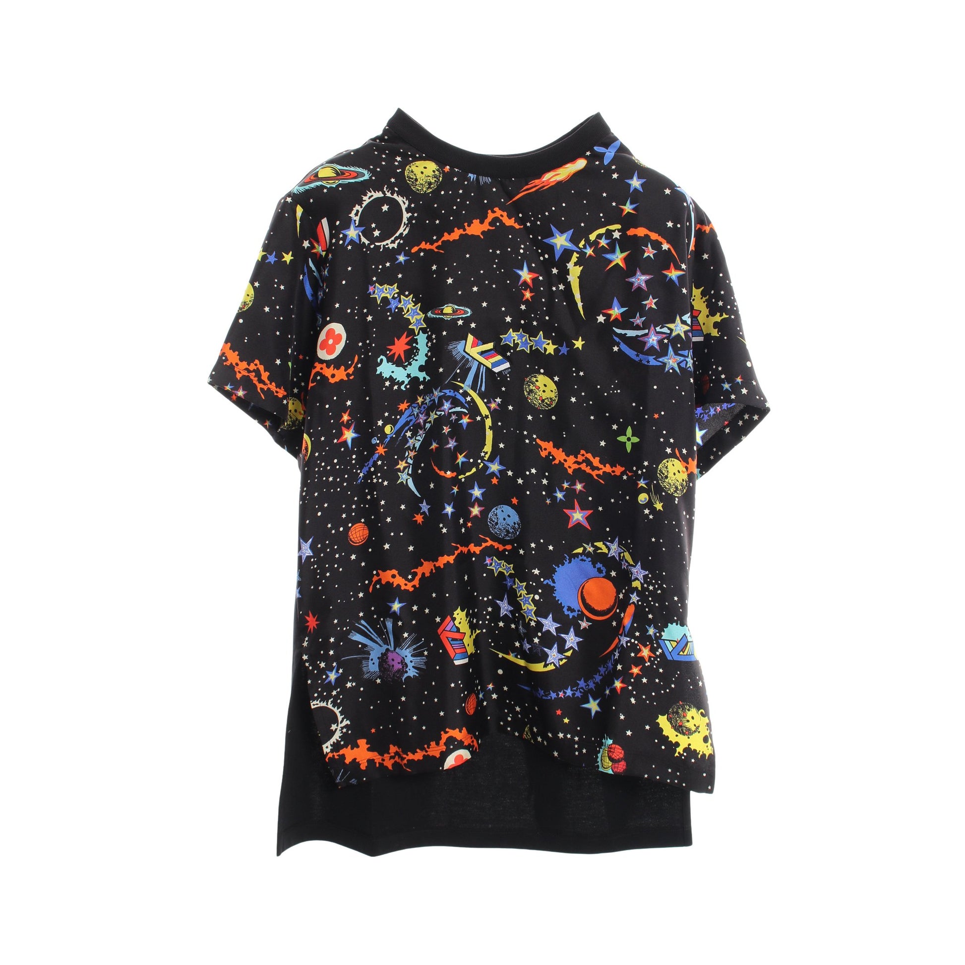 ギャラクシー 総柄 半袖Tシャツ シルク コットン ブラック マルチカラー ルイヴィトン トップス LOUIS VUITTON