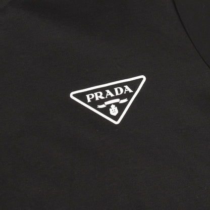 トライアングルロゴ 半袖Tシャツ コットン ブラック プラダ トップス PRADA