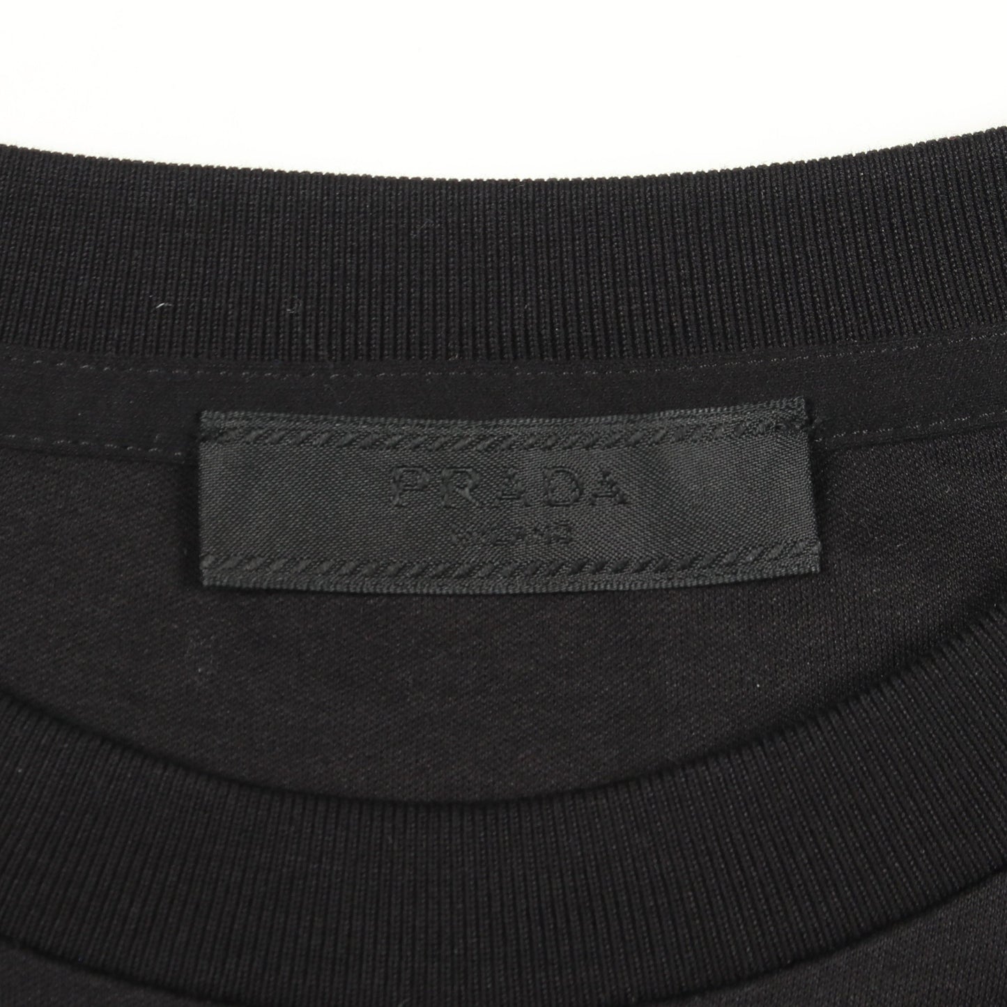 トライアングルロゴ 半袖Tシャツ コットン ブラック プラダ トップス PRADA