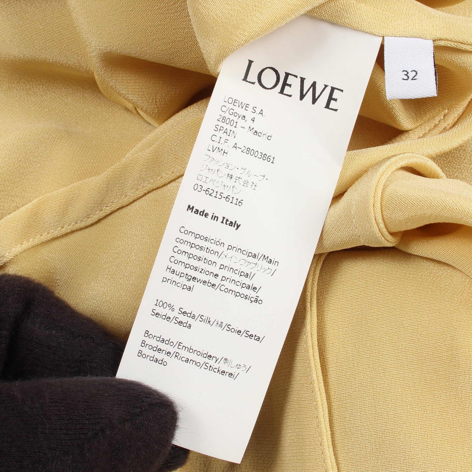 アナグラム 長袖 シャツ シルク イエロー ロエベ トップス LOEWE