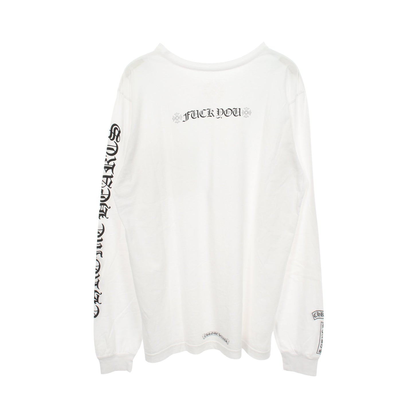 FUCK YOU アームロゴ クルーネック 長袖Tシャツ コットン ホワイト クロムハーツ トップス Chrome Hearts