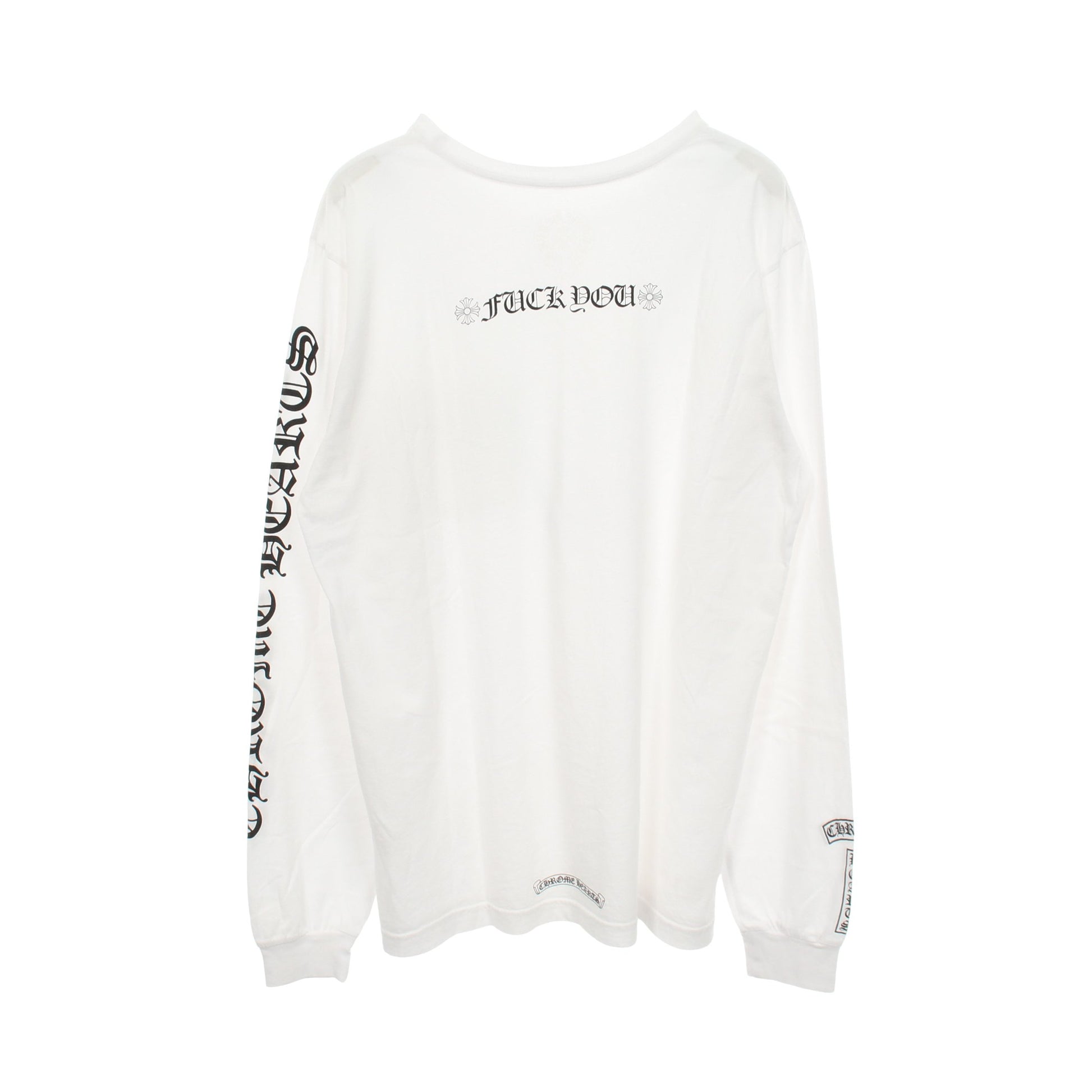 FUCK YOU アームロゴ クルーネック 長袖Tシャツ コットン ホワイト クロムハーツ トップス Chrome Hearts