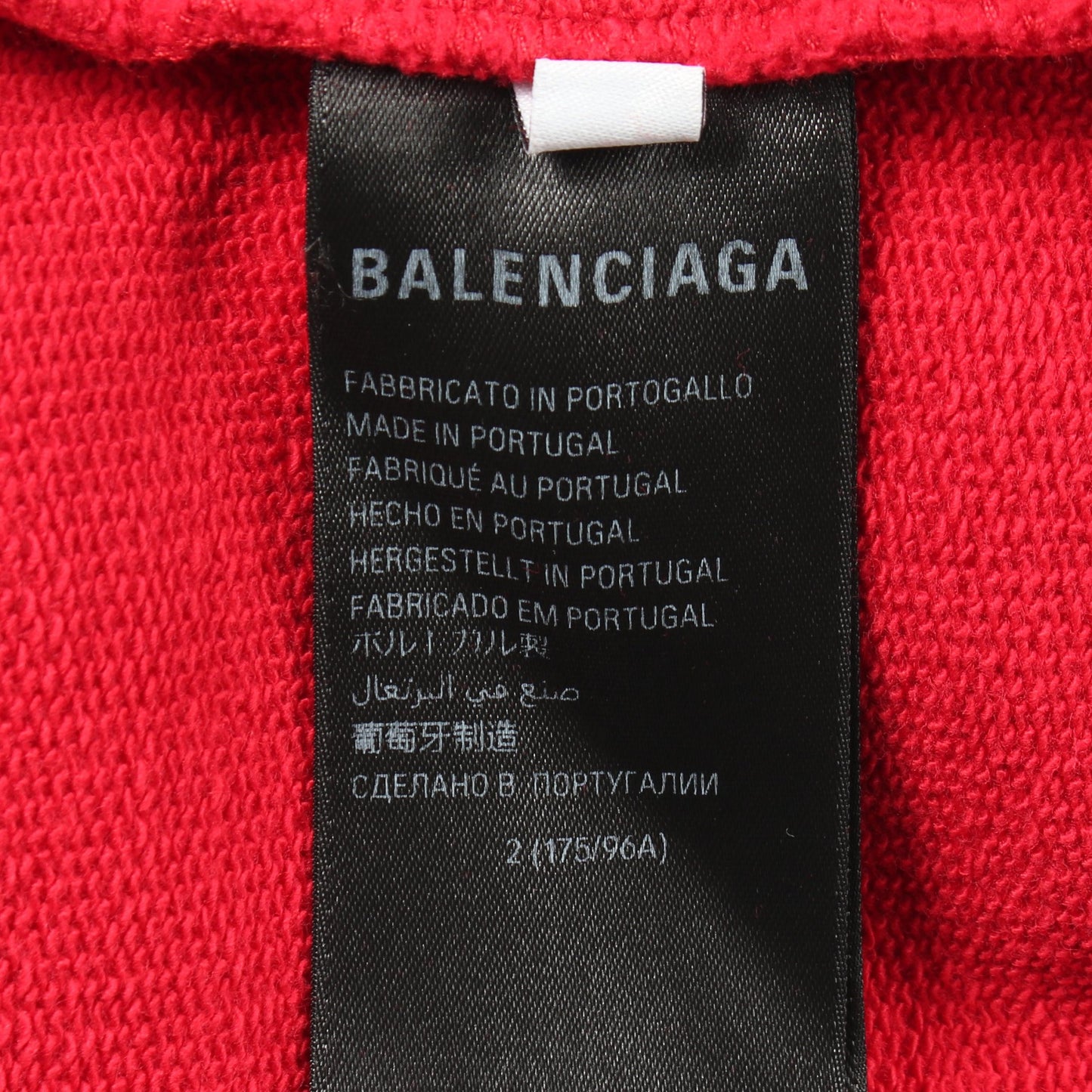 MANY KISSES ダメージ加工 プルオーバーパーカー コットン レッド バレンシアガ トップス BALENCIAGA