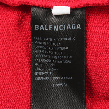 MANY KISSES ダメージ加工 プルオーバーパーカー コットン レッド バレンシアガ トップス BALENCIAGA