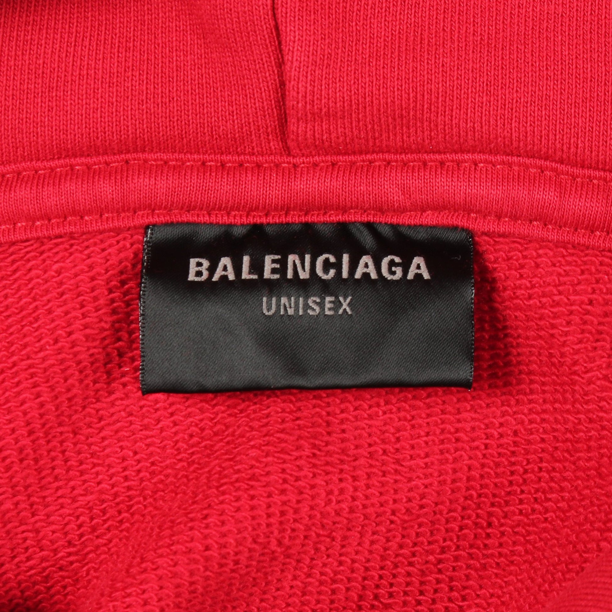 MANY KISSES ダメージ加工 プルオーバーパーカー コットン レッド バレンシアガ トップス BALENCIAGA