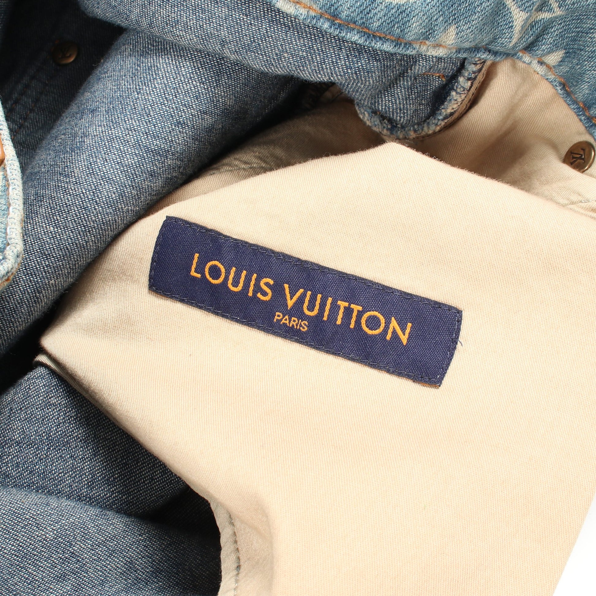 デストロイ ベルボトム カーペンター デニムパンツ コットン ライトブルー マルチカラー ルイヴィトン ボトムス LOUIS VUITTON