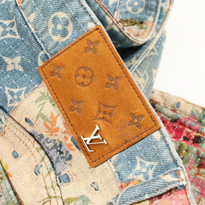 デストロイ ベルボトム カーペンター デニムパンツ コットン ライトブルー マルチカラー ルイヴィトン ボトムス LOUIS VUITTON