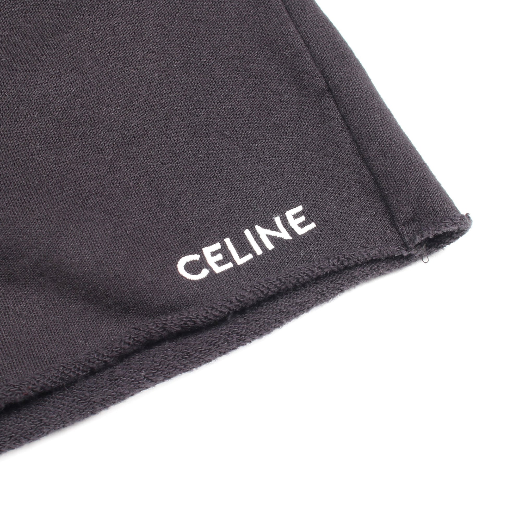 ロゴ刺繍 スウェット ハーフ パンツ コットン ブラック セリーヌ ボトムス CELINE