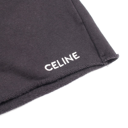 ロゴ刺繍 スウェット ハーフ パンツ コットン ブラック セリーヌ ボトムス CELINE